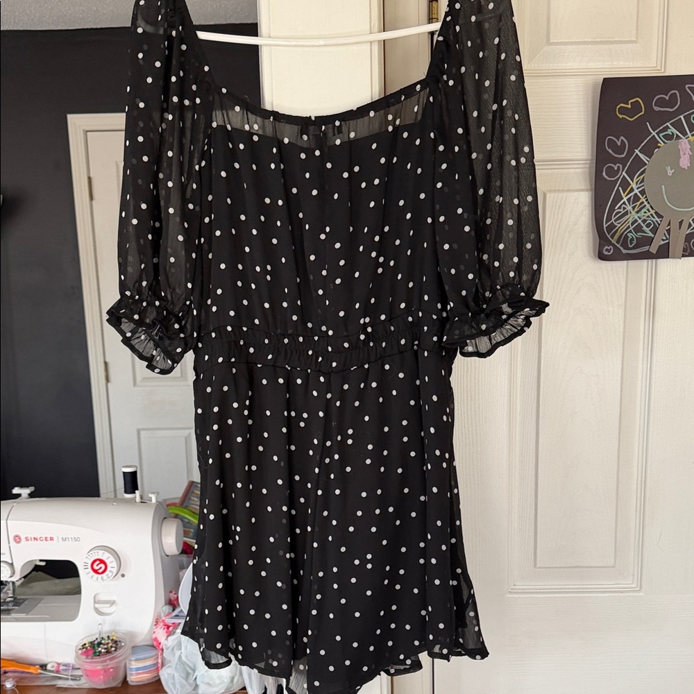 Lulu's Black and White Polka Dot Romper - Picture 3 of 4